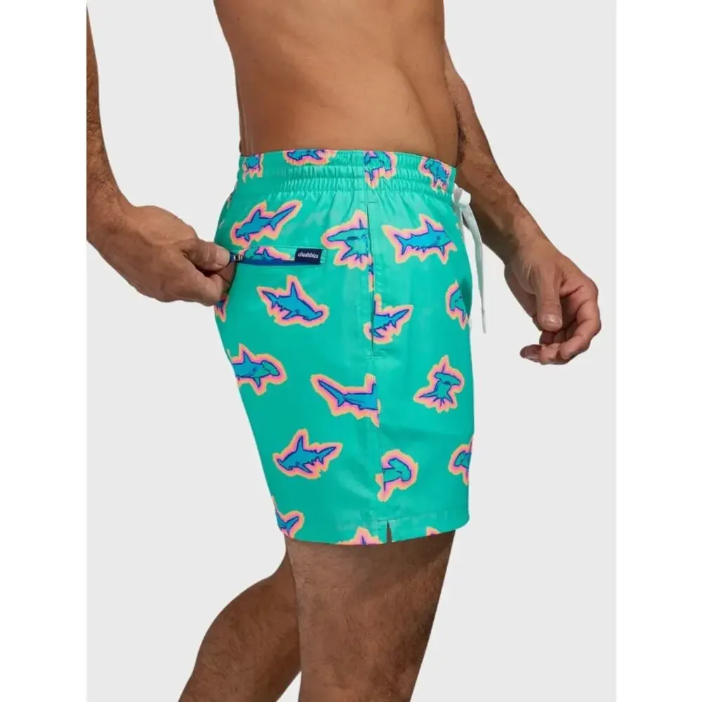 NEW‎ Chubbies Men's Teal Pink Shark Swim Trunks Size XXL 5.5 Inch Inseam